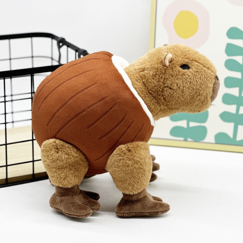 Brainrot tralro Tralala Plush Capybara in Barrel Plush Toy 24cm Funny Soft Stuffed Animal Gift for Kids and Meme Lovers 12