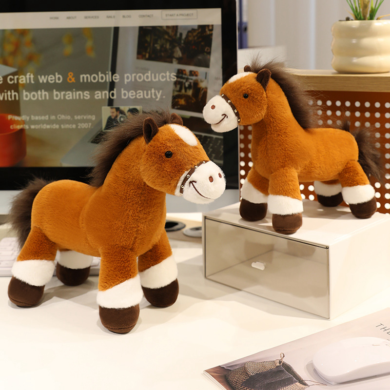 Creative design of brown horse plush dolls, unique shapes, factory direct sales 14