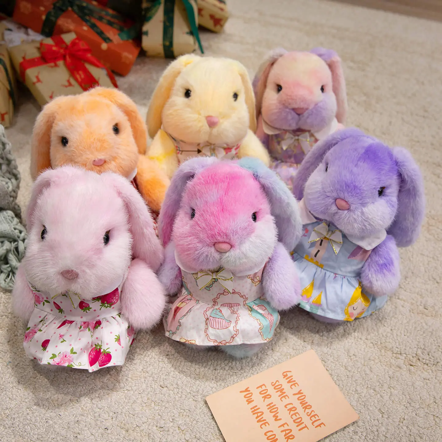 Creative design of colorful rabbit plush dolls, soft and comfortable, a gift for children 1