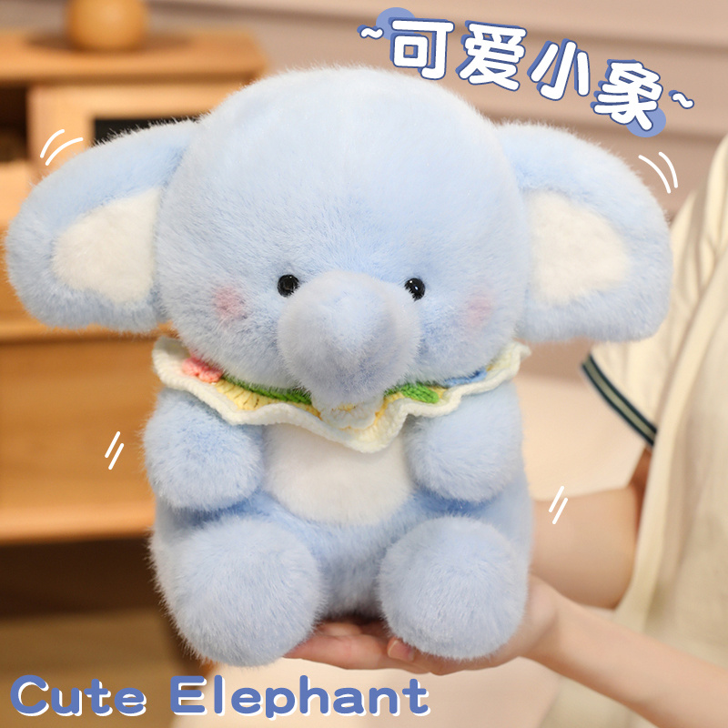 Creative design of a bib - wearing elephant plush doll with a cute and funny animal shape, a gift for children 16