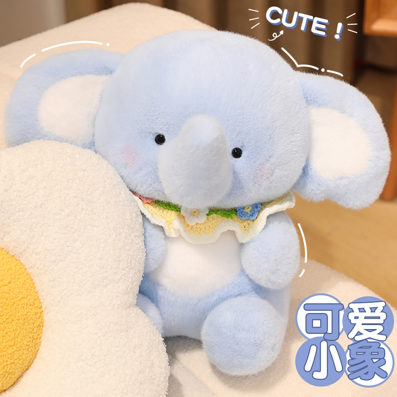 Creative design of a bib - wearing elephant plush doll with a cute and funny animal shape, a gift for children 13