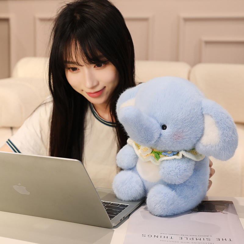 Creative design of a bib - wearing elephant plush doll with a cute and funny animal shape, a gift for children 14