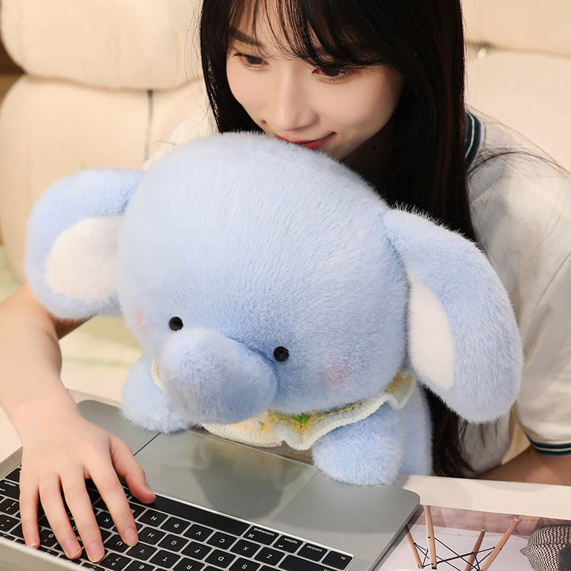 Creative design of a bib - wearing elephant plush doll with a cute and funny animal shape, a gift for children 17