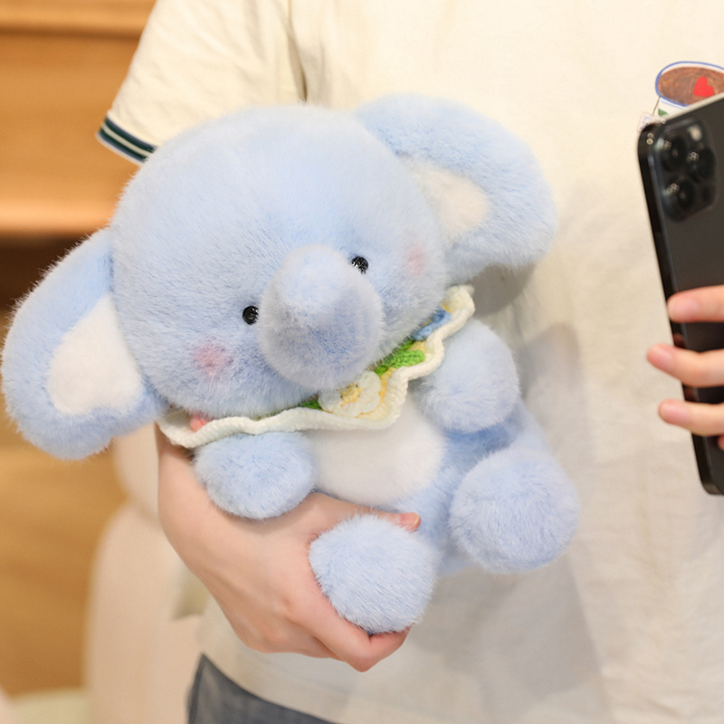 Creative design of a bib - wearing elephant plush doll with a cute and funny animal shape, a gift for children 15