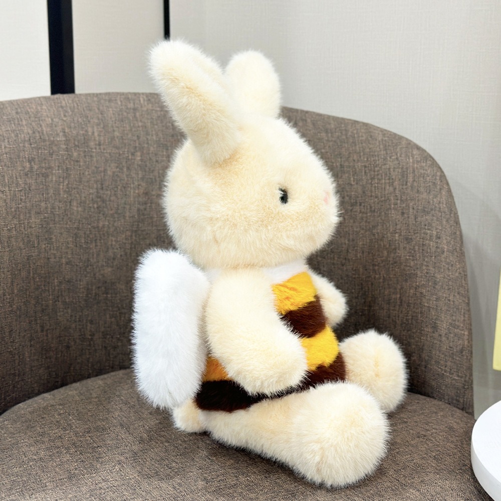 Custom Bee Bunny Plush Toy 34cm Soft Stuffed Animal with Wings Cute Yellow Striped Rabbit for Gifts and Promotions 17