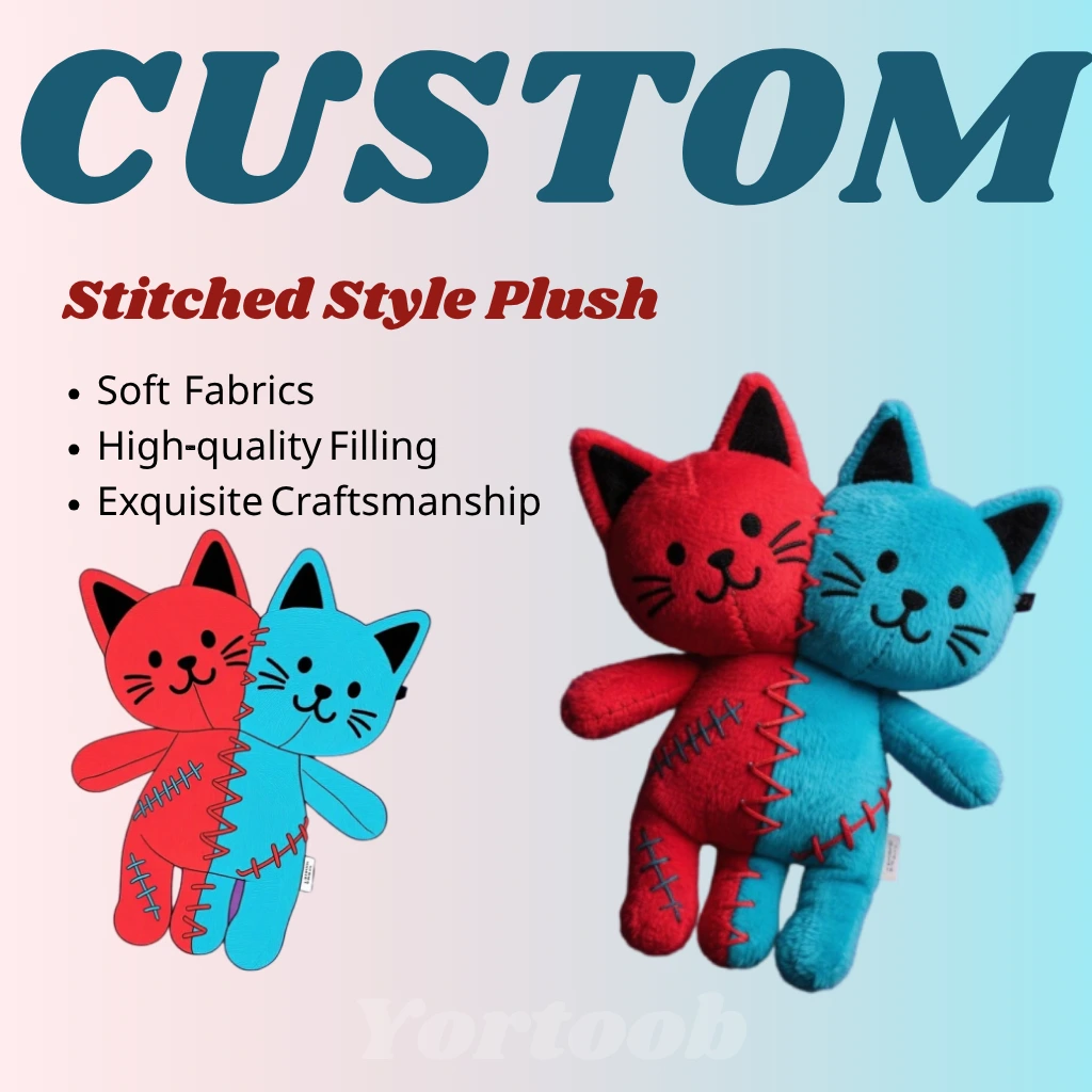Custom Stitched - Style Two - Cat Plush Toy | Unique Design, Soft and Healing 💙❤️ 1