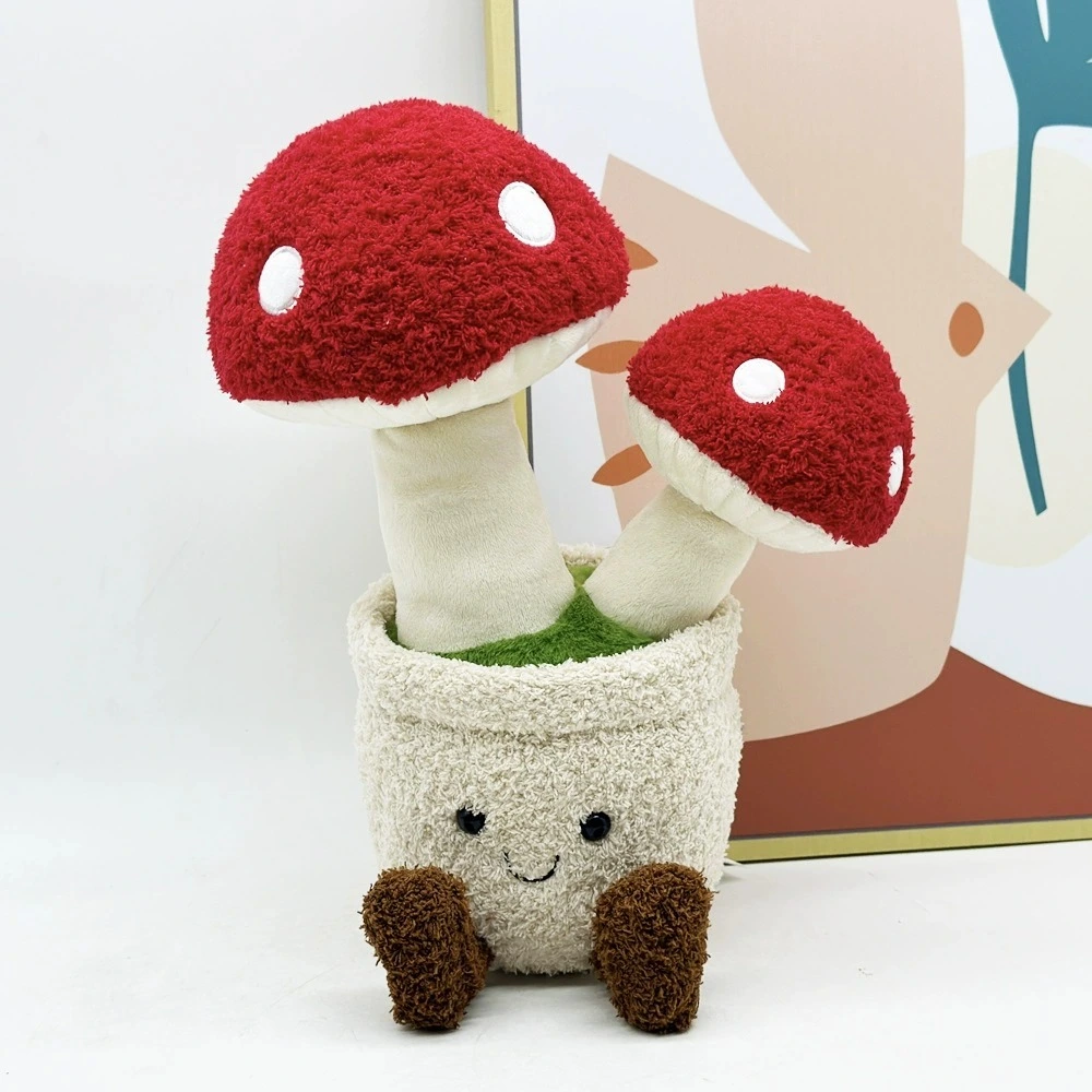 30cm Mushroom Plush Toy with Smiling Pot Soft Stuffed Plant Doll for Home Decor and Gifts 1