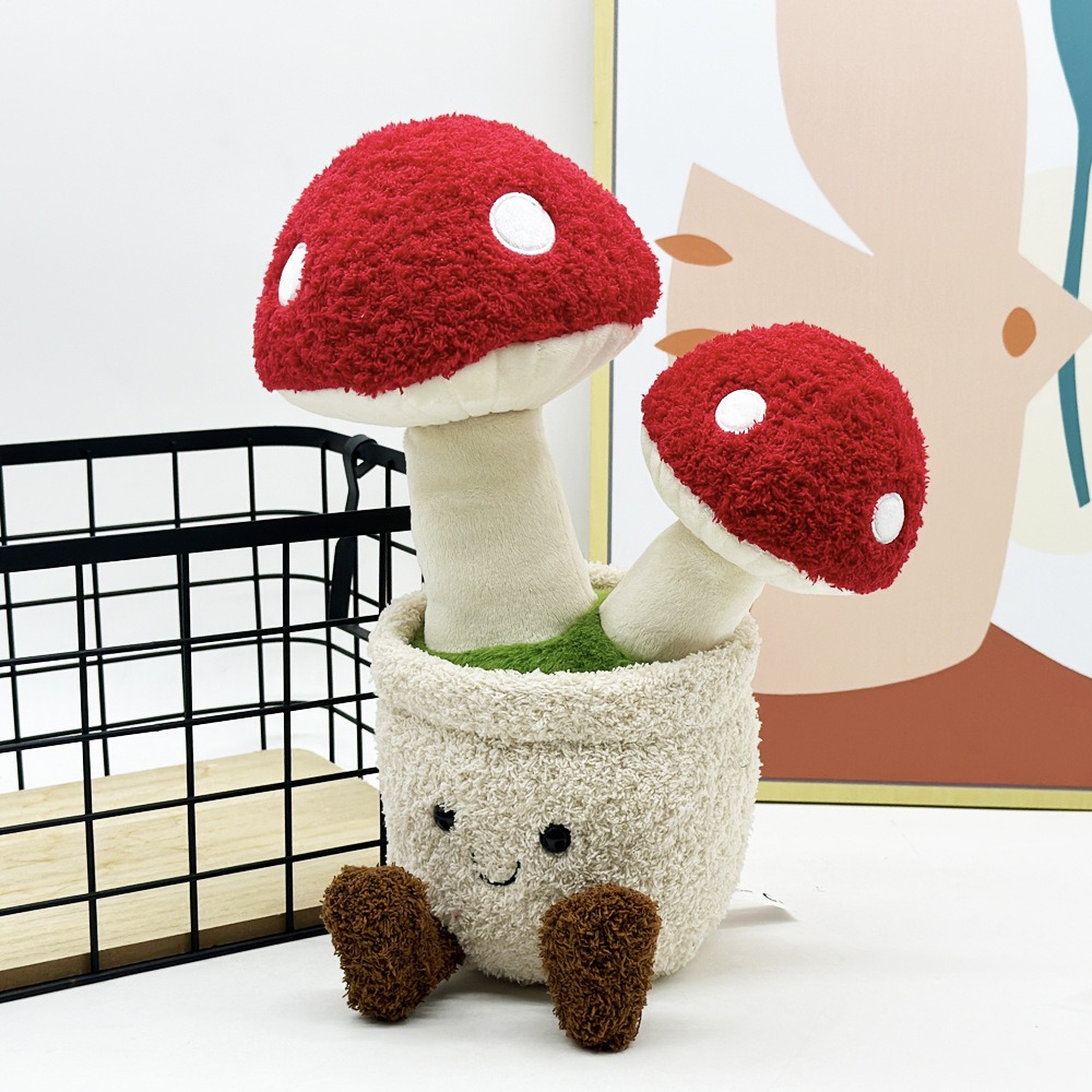 30cm Mushroom Plush Toy with Smiling Pot Soft Stuffed Plant Doll for Home Decor and Gifts 10