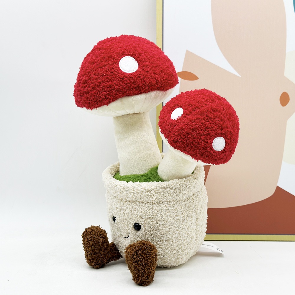 30cm Mushroom Plush Toy with Smiling Pot Soft Stuffed Plant Doll for Home Decor and Gifts 12