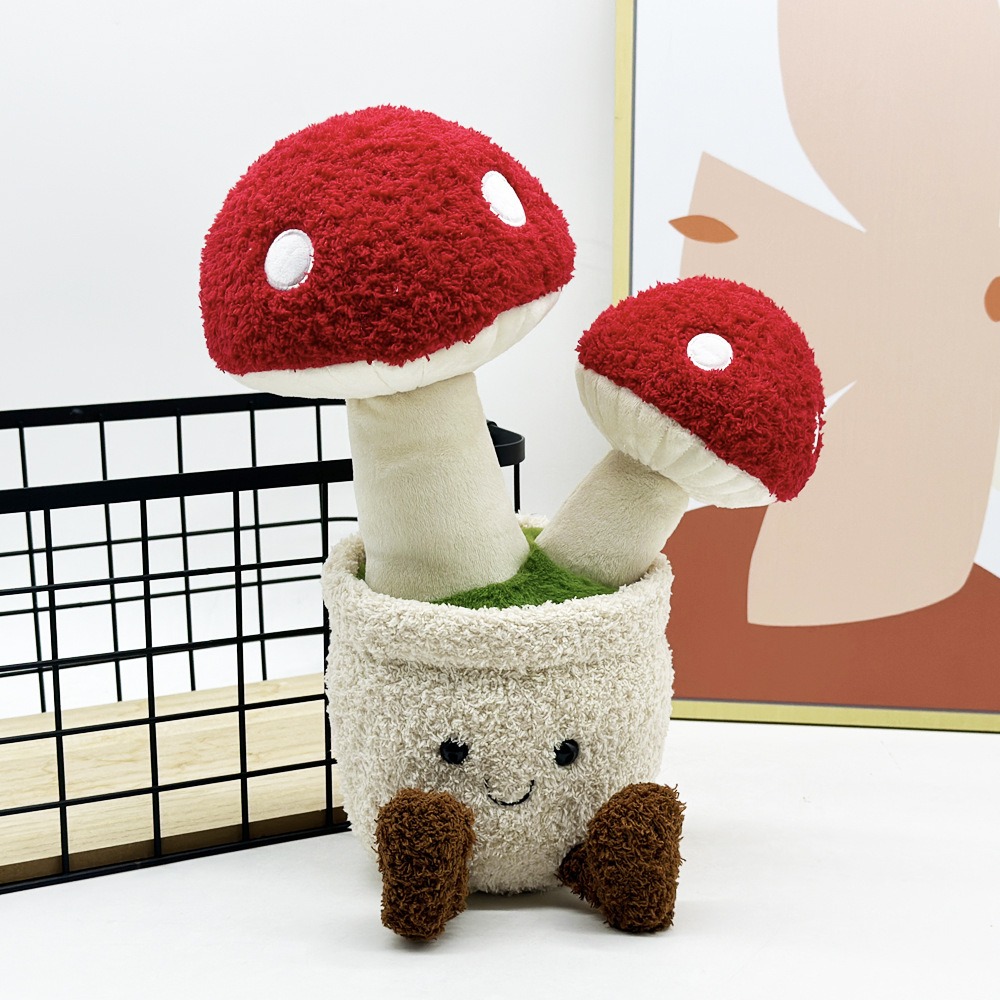 30cm Mushroom Plush Toy with Smiling Pot Soft Stuffed Plant Doll for Home Decor and Gifts 13