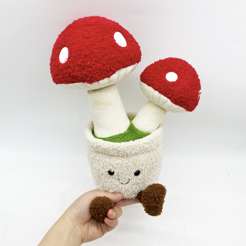 30cm Mushroom Plush Toy with Smiling Pot Soft Stuffed Plant Doll for Home Decor and Gifts 15
