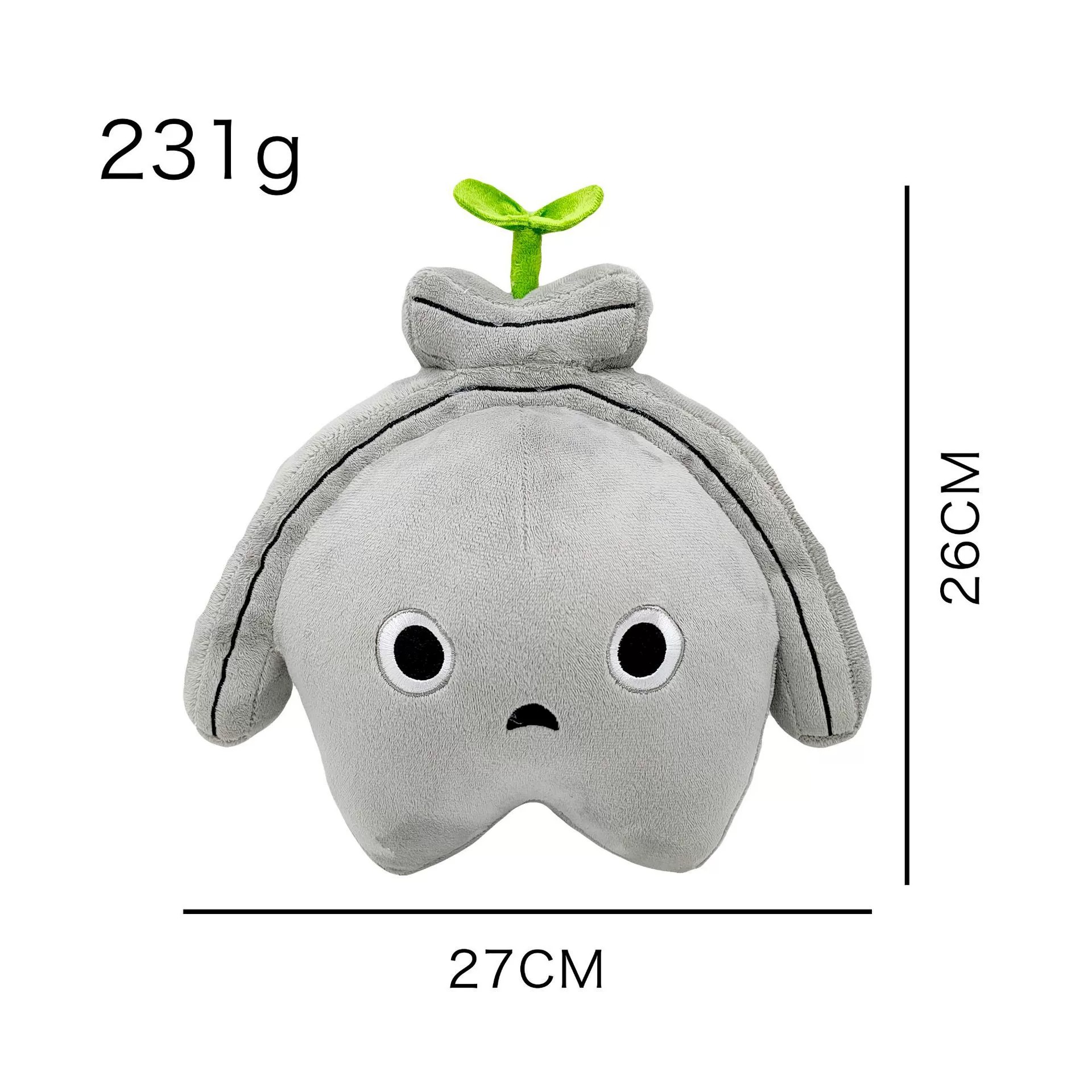 Peluche Koco Sad Sprout de Sonic Frontiers de 26 cm: adorable planta gris de 26 cm con hojas, suave almohada kawaii. 11