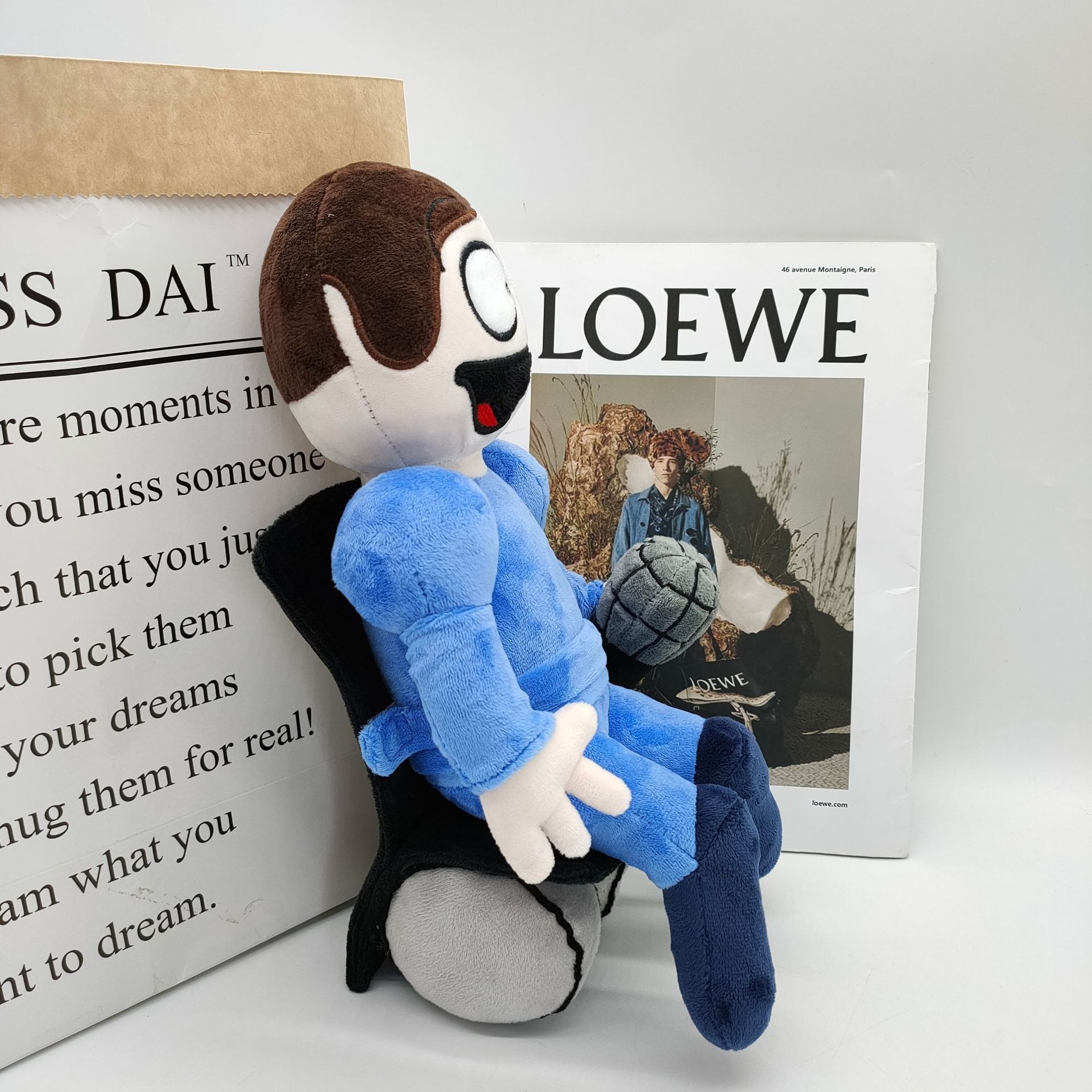 30cm Blue Dave And Bambi Plush Funny Meme Plush Toy Blue Suit Character with Microphone Soft Stuffed Doll for Fans 12