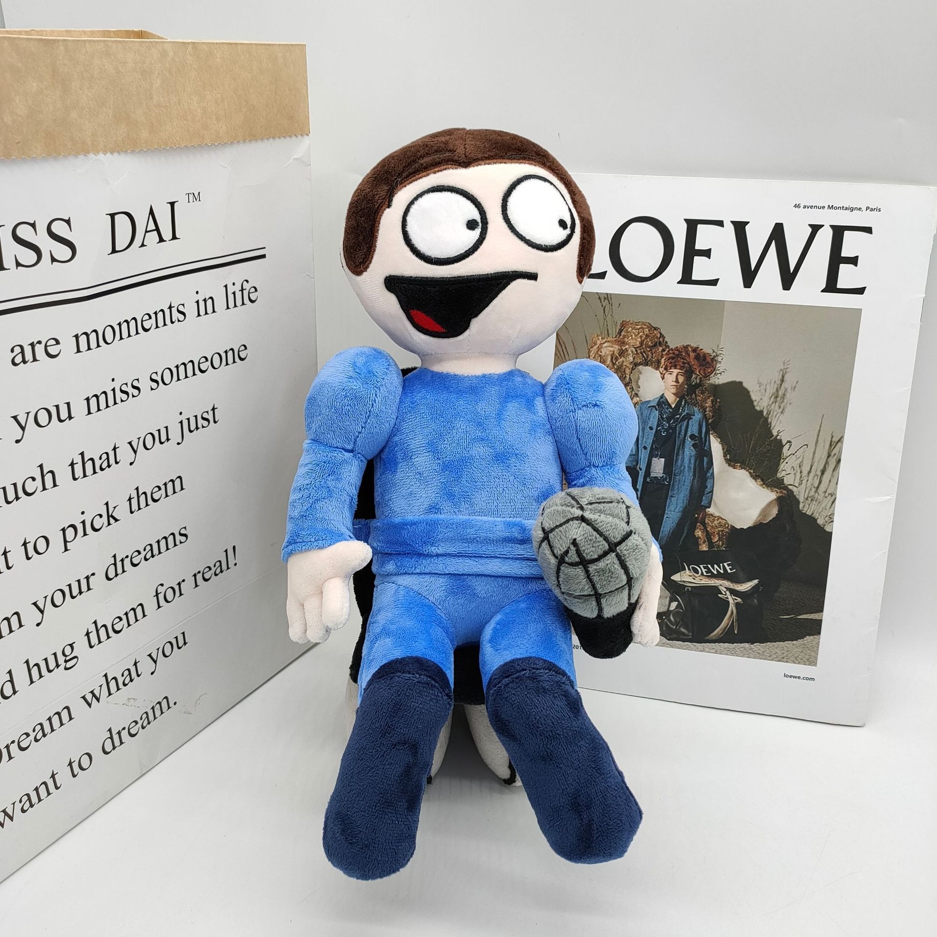 30cm Blue Dave And Bambi Plush Funny Meme Plush Toy Blue Suit Character with Microphone Soft Stuffed Doll for Fans 11