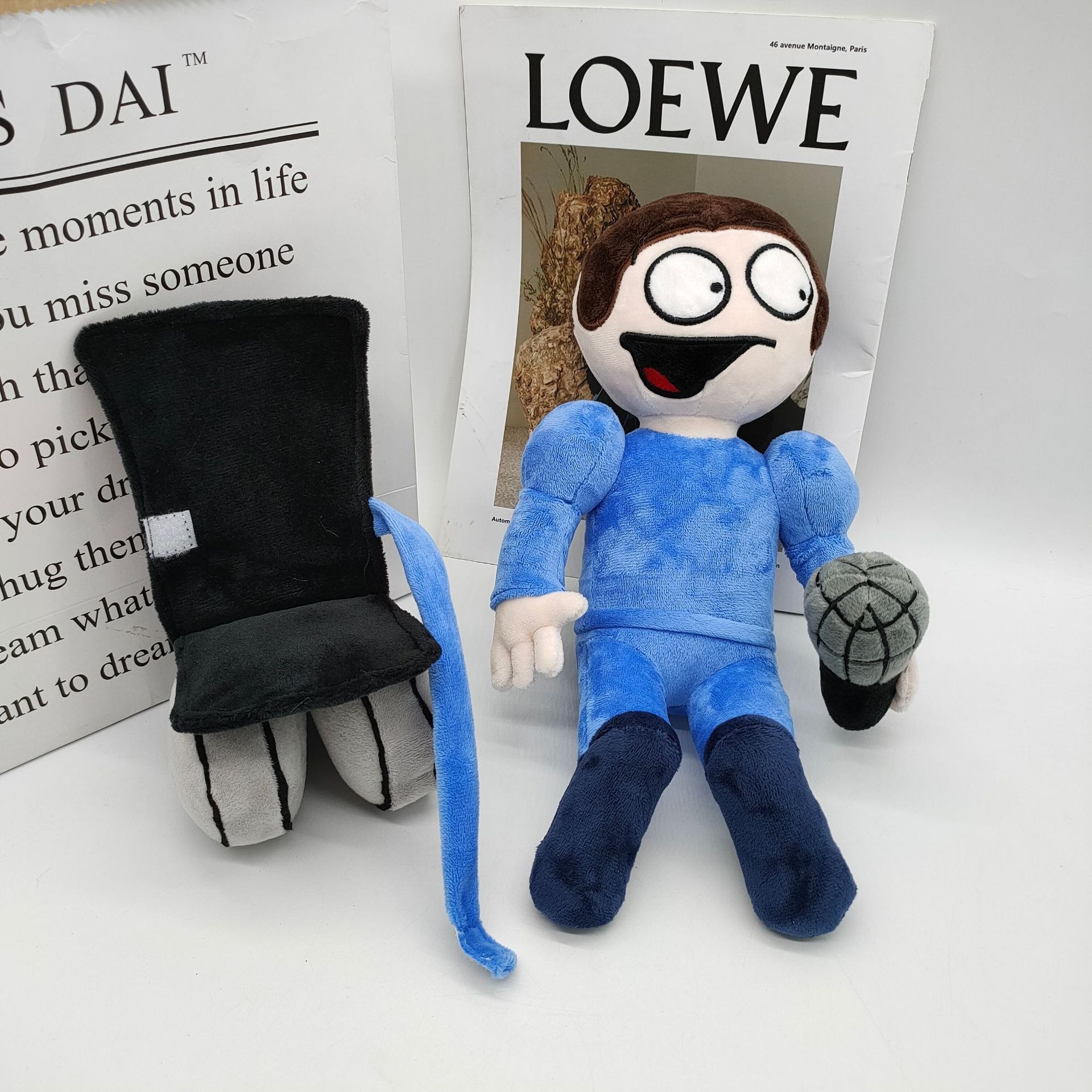 30cm Blue Dave And Bambi Plush Funny Meme Plush Toy Blue Suit Character with Microphone Soft Stuffed Doll for Fans 14