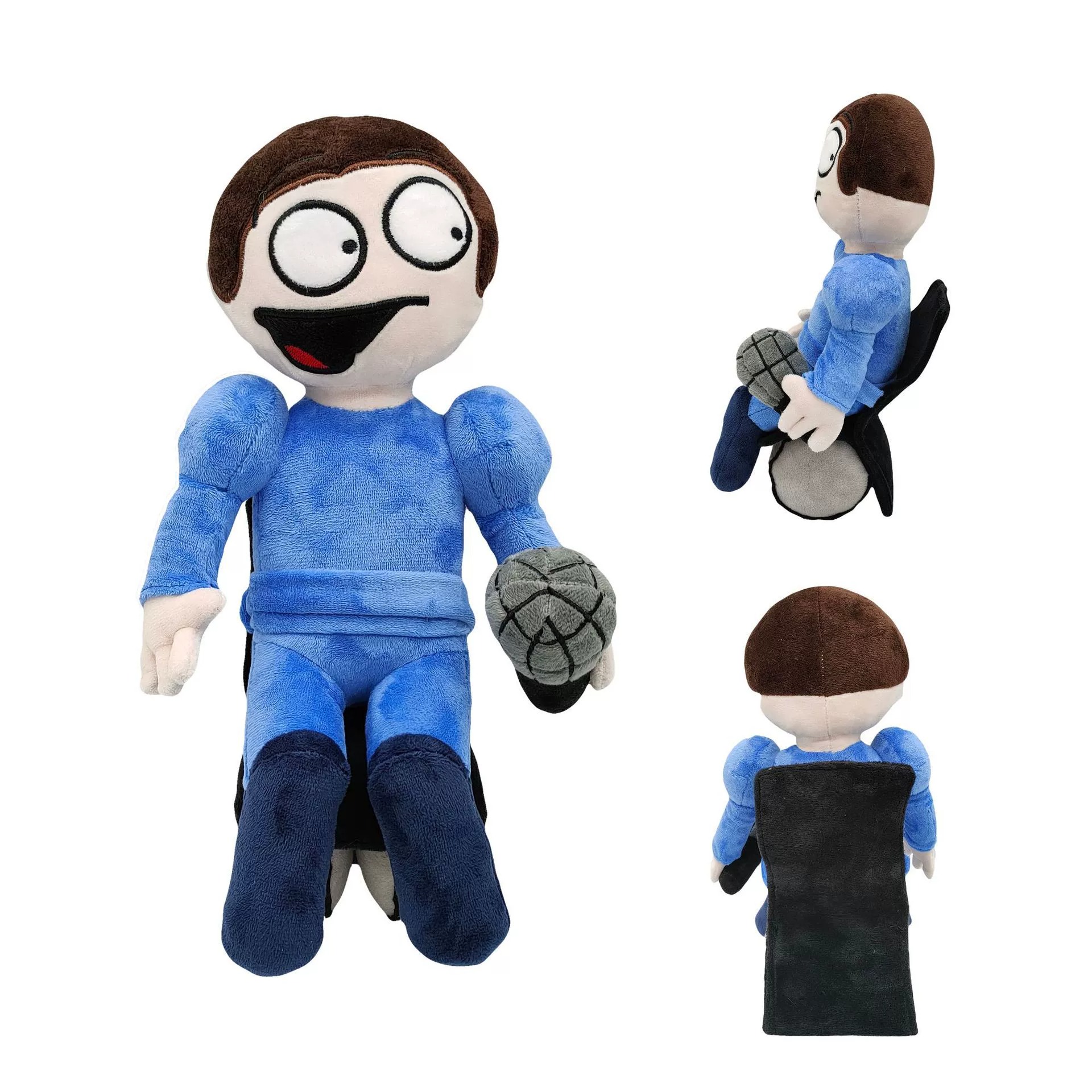 30cm Blue Dave And Bambi Plush Funny Meme Plush Toy Blue Suit Character with Microphone Soft Stuffed Doll for Fans 15