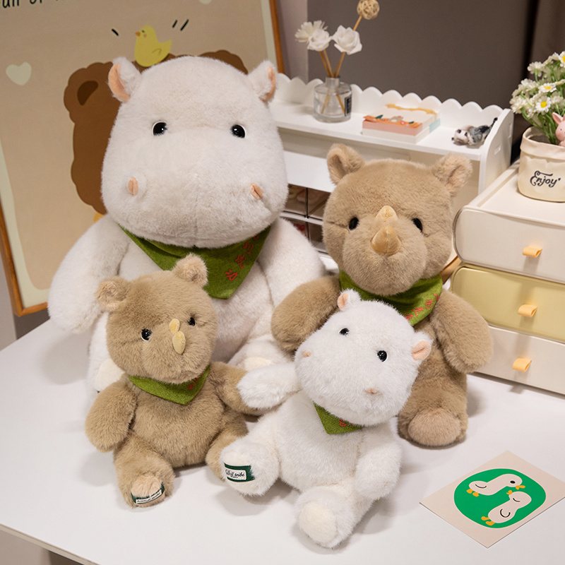 Hippopotamus Rhinoceros Plush Doll Simulation Animal Design Cute and Soft Child Gift 11