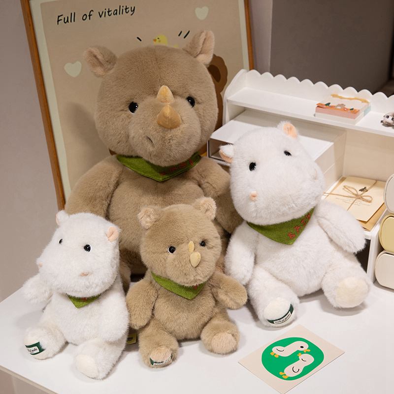 Hippopotamus Rhinoceros Plush Doll Simulation Animal Design Cute and Soft Child Gift 16