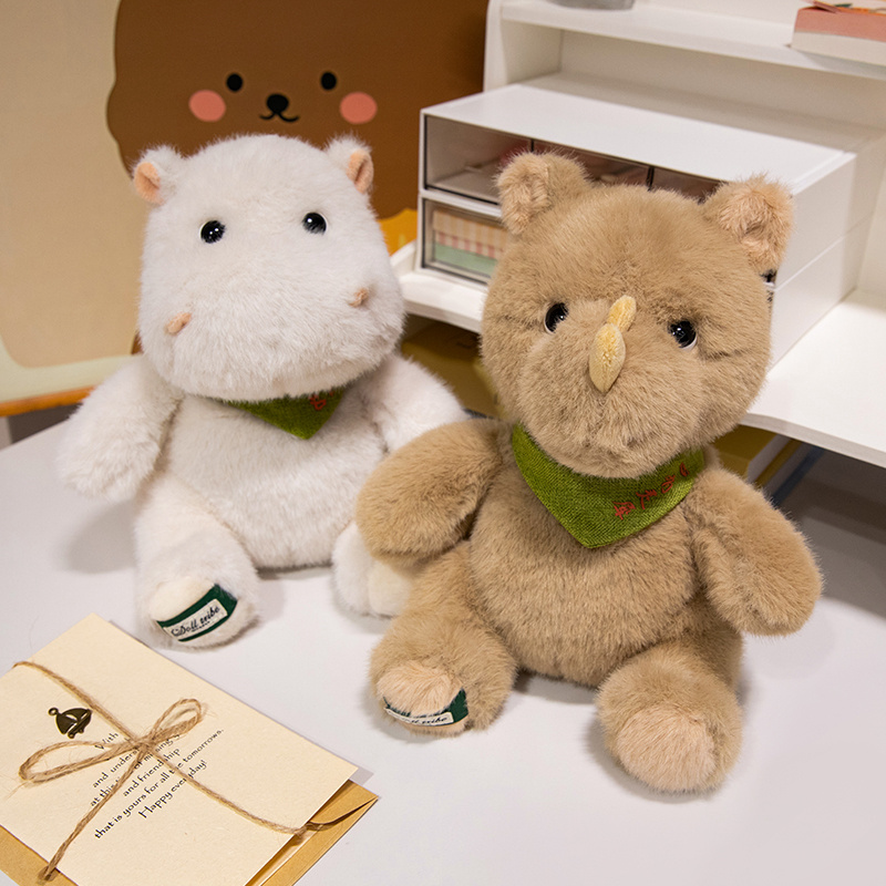 Hippopotamus Rhinoceros Plush Doll Simulation Animal Design Cute and Soft Child Gift 15