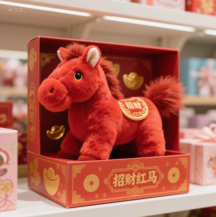 Traditional Lucky Horse Five Color Series with Beautiful Meanings Plush Doll Year of the Horse Mascot 1