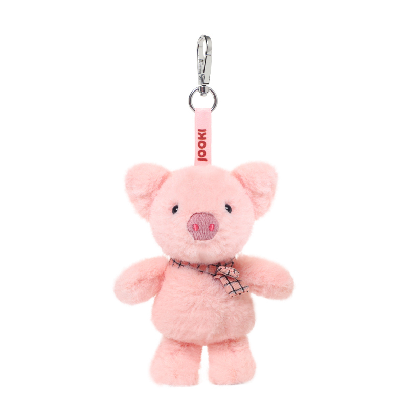 Diseño creativo de un muñeco de peluche con llavero de cerdo rosa, elegante y versátil, imprescindible para viajar. 1