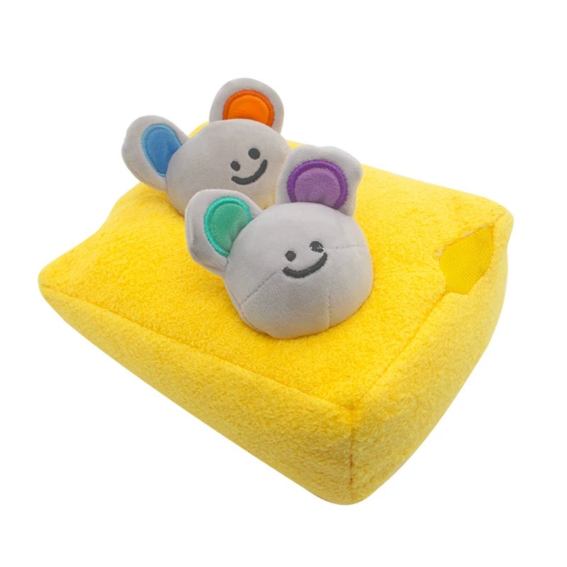 17*13cm Cheese Wedge Plush Toy with Removable Mice – Interactive Soft Stuffed Toy for Kids and Pet Play 11