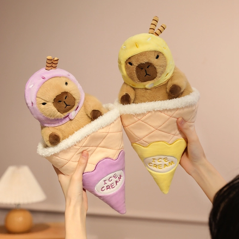 A plush doll in the shape of a capybara summer ice cream, a cute animal that creates a cool summer atmosphere, a gift fo 1