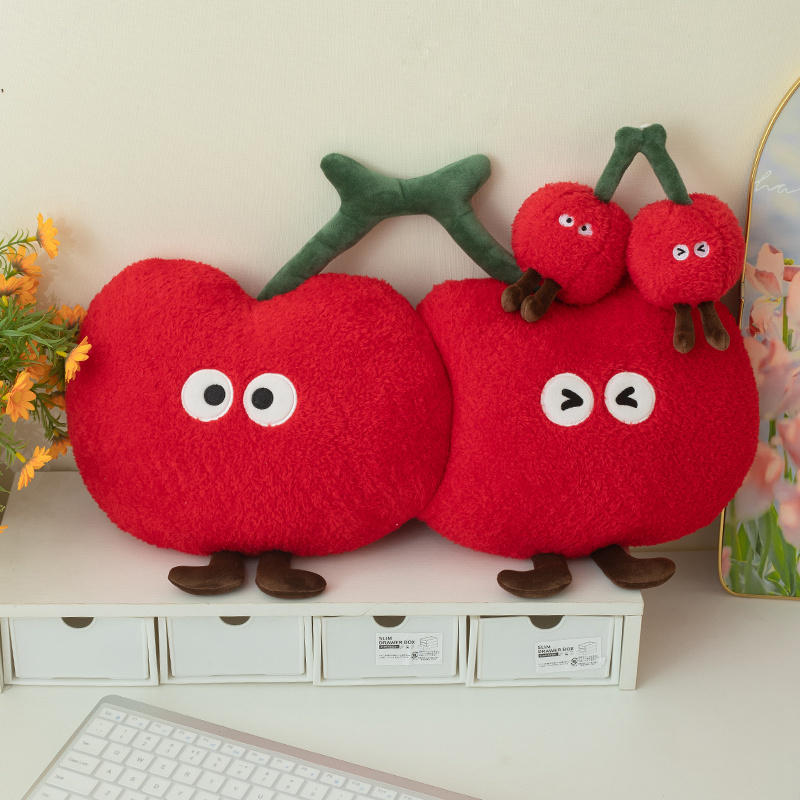 Cherry Plush Doll Pillow: Creative Design, Cozy Home Decor, Soft & Comfy, Perfect Companion for Kids. 14