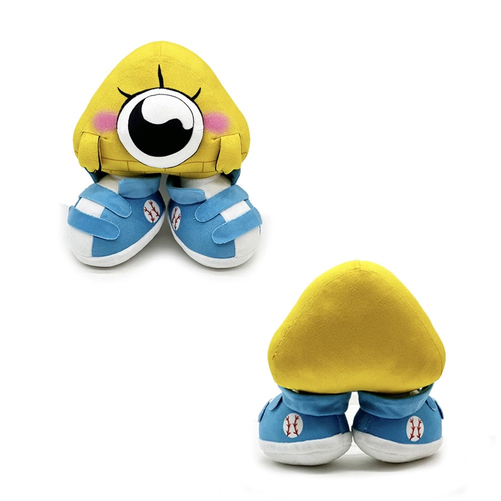 22cm Triangle One-Eyed Monster Plush Toy – Cute Cartoon Alien Doll with Sneakers, Soft Stuffed Gift for Kids 12