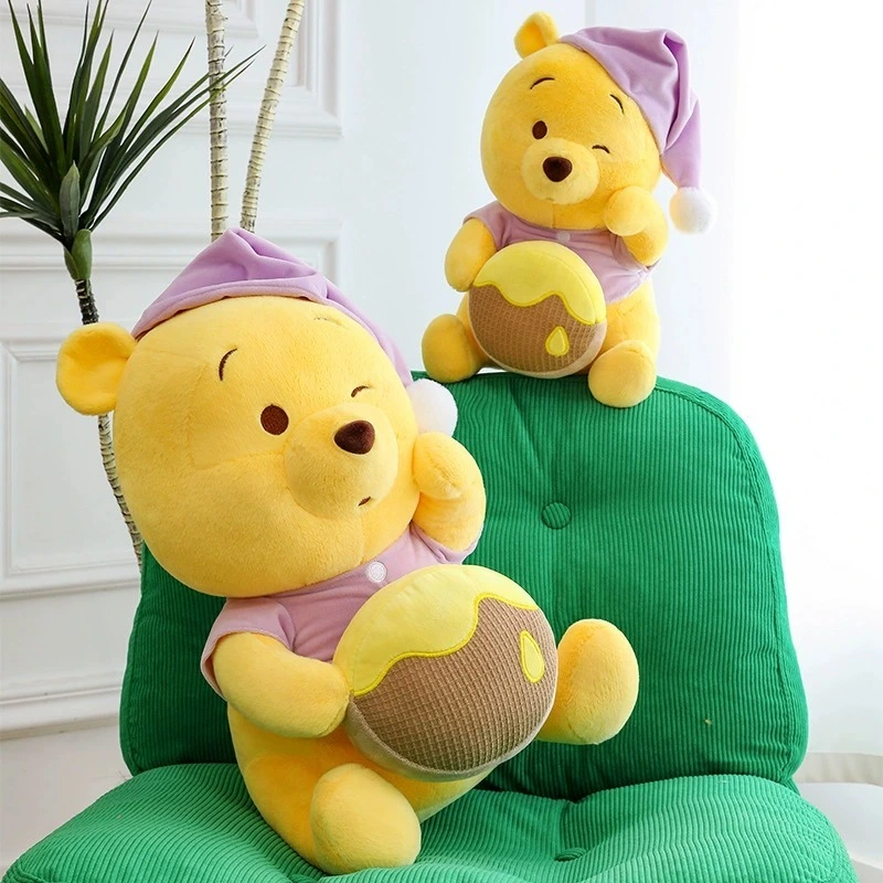 Cute Winnie Bear Plush Toy in Pajamas Holding Honey Jar – Soft Sleeping Stuffed Animal Gift for Kids &amp; Fans 1