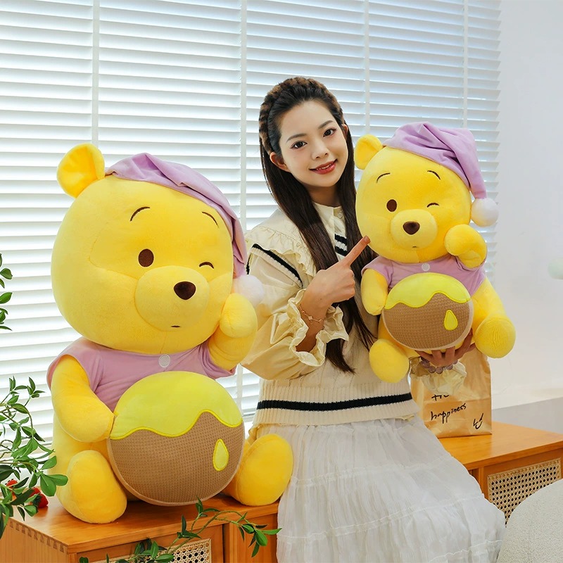 Cute Winnie Bear Plush Toy in Pajamas Holding Honey Jar – Soft Sleeping Stuffed Animal Gift for Kids & Fans 13