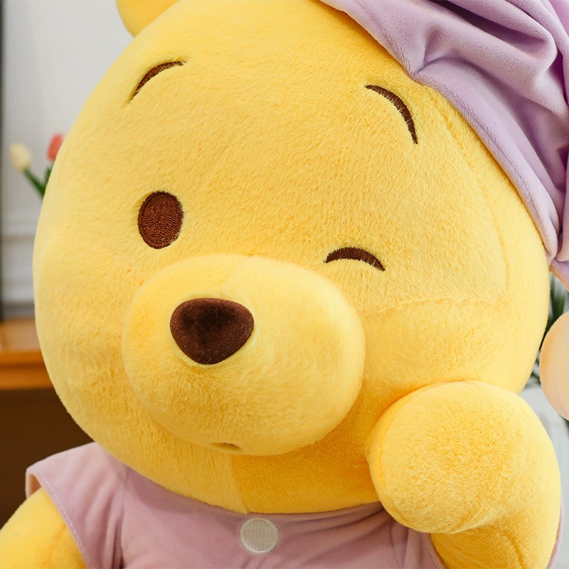 Cute Winnie Bear Plush Toy in Pajamas Holding Honey Jar – Soft Sleeping Stuffed Animal Gift for Kids & Fans 19