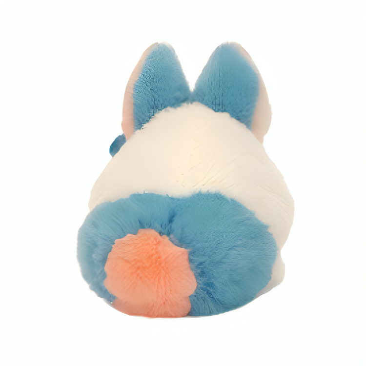 Lapin en peluche personnalisé en gros et à petit prix, avec oreilles bleues et nœud papillon rose. Fabricants OEM/ODM de haute qualité, faible quantité minimale de commande. 17