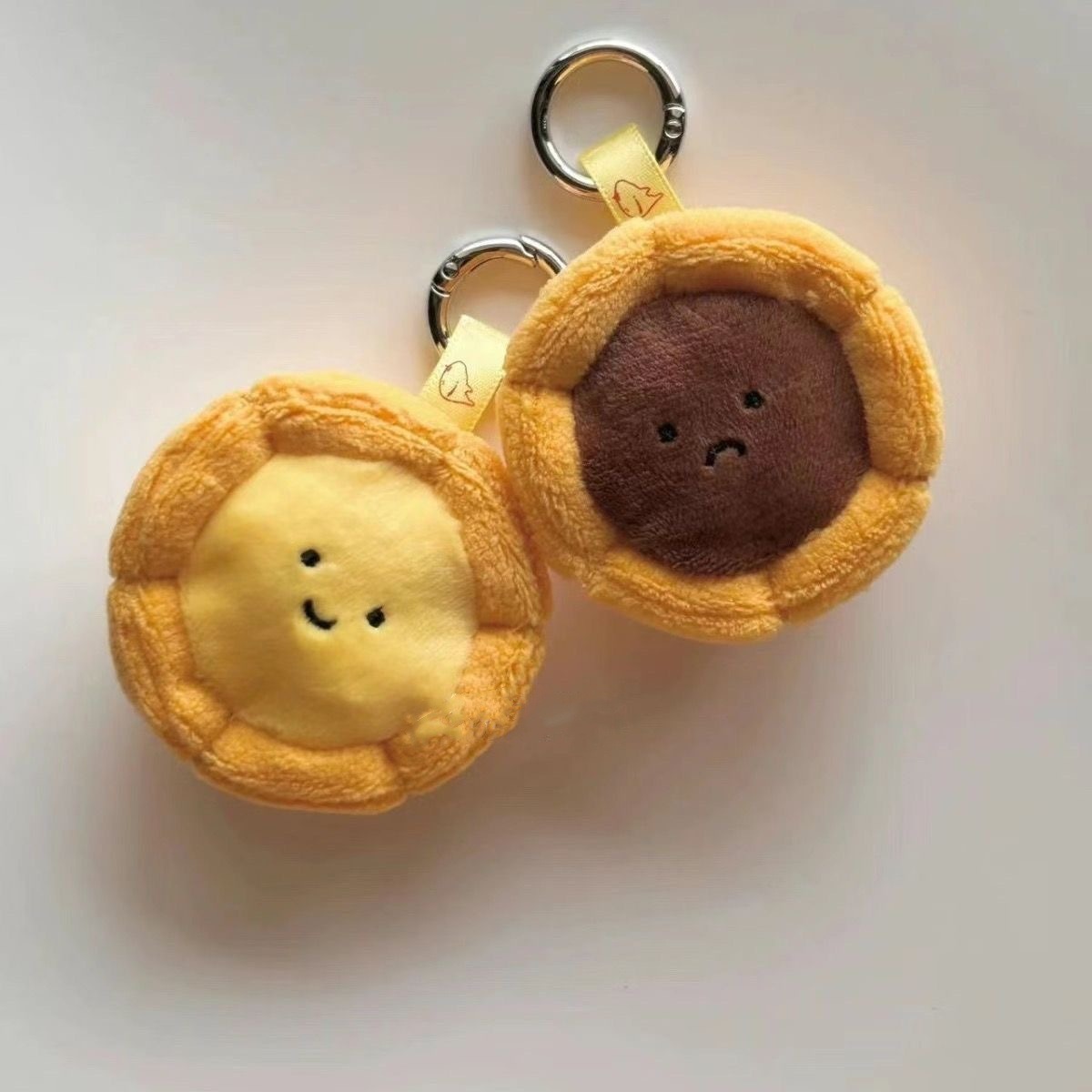 Wholesale Cheap Cute Cartoon 6cm ​Dessert Baking Plush Toy Chocolate Tart Egg Tart Plush Keychain Doll Pendant for  Gift 10
