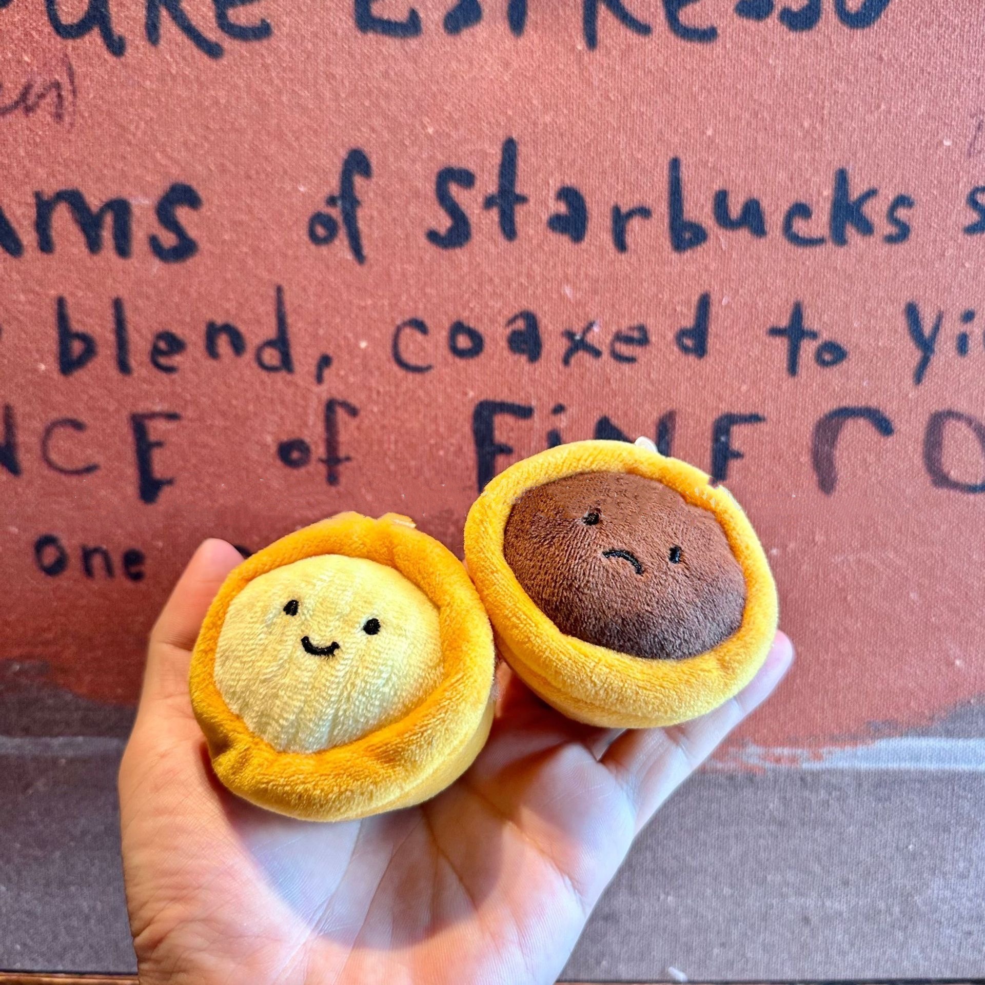 Wholesale Cheap Cute Cartoon 6cm ​Dessert Baking Plush Toy Chocolate Tart Egg Tart Plush Keychain Doll Pendant for  Gift 11