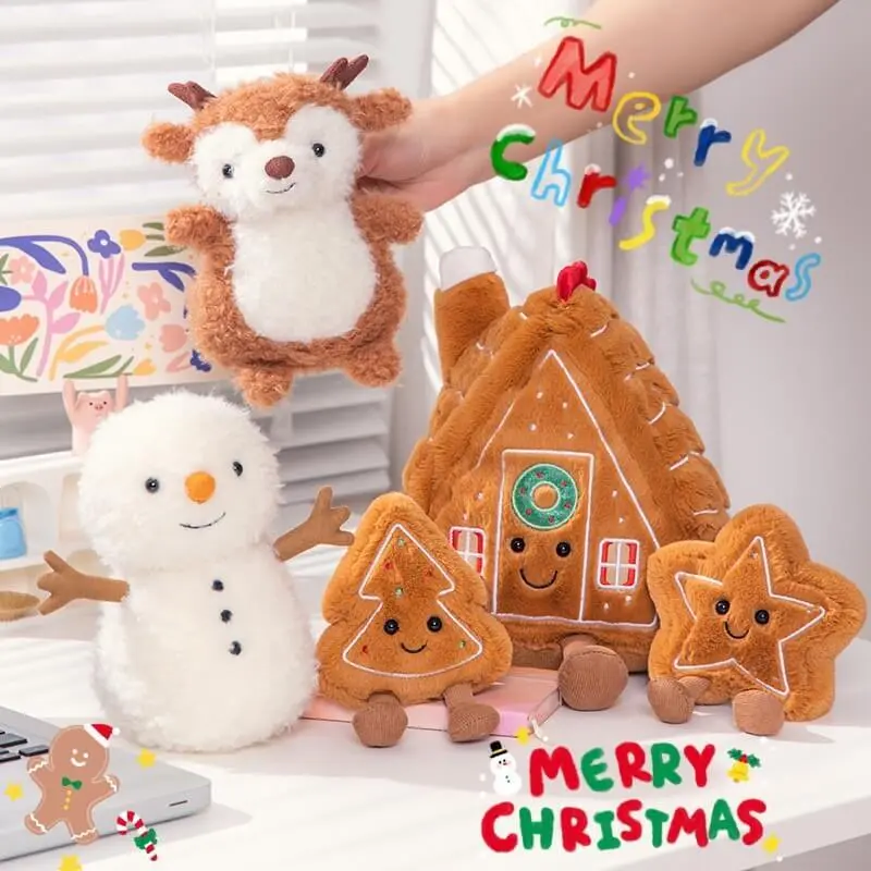 10cm Christmas Series Stuffed Plush Animal Doll Tree House Stars Snowman Fawn Deer Plushie  Cute Christmas Gifts 1
