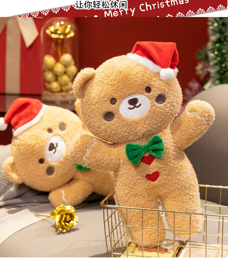 40cm Christmas Gingerbread Plushie Teddy Bear Plush Toy Pillow Home Decor Stuffed Animal Toy Cute Christmas Gifts 12