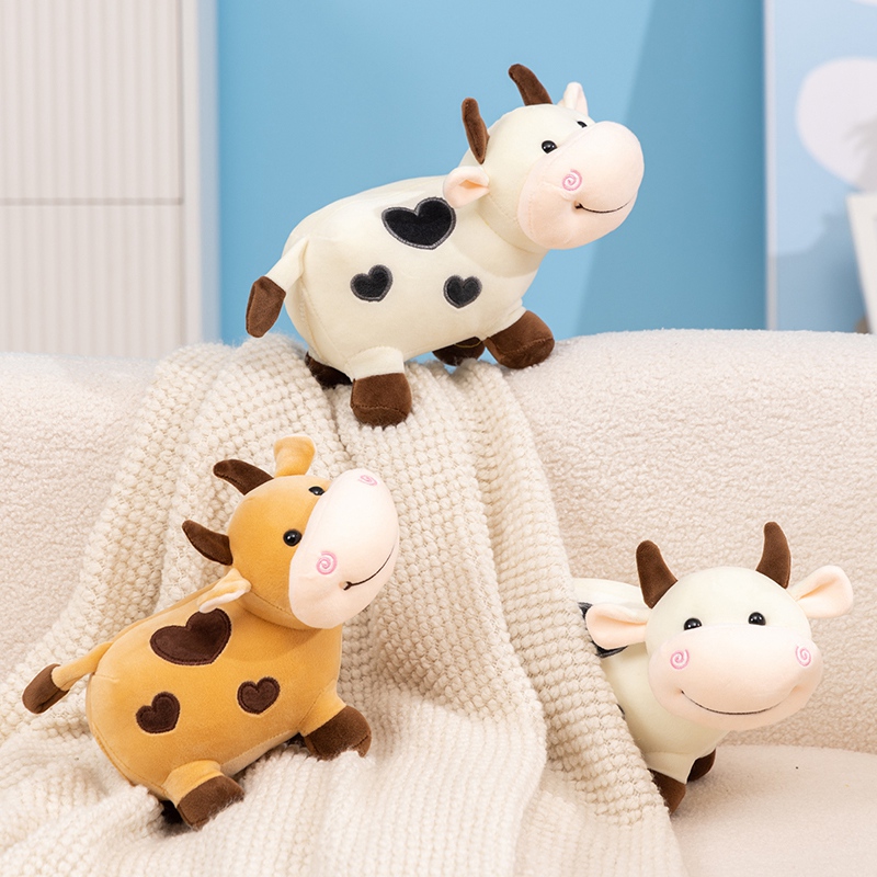 Peluche de ternero de algodón estilo fiesta con diseño creativo, forma linda, regalo de compañía para niños 10