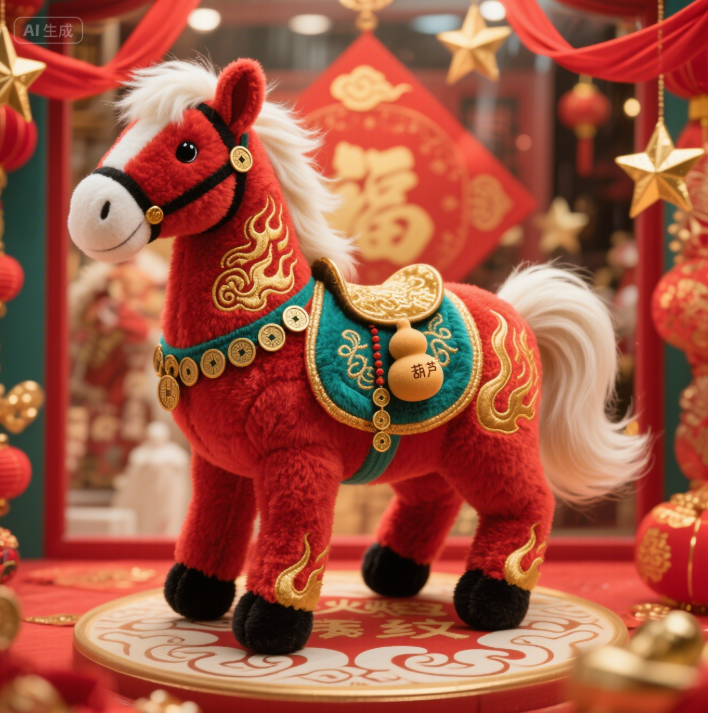Chinese style auspicious horse with beautiful symbolism, plush toy, Year of the Horse mascot can be used as a gift 9
