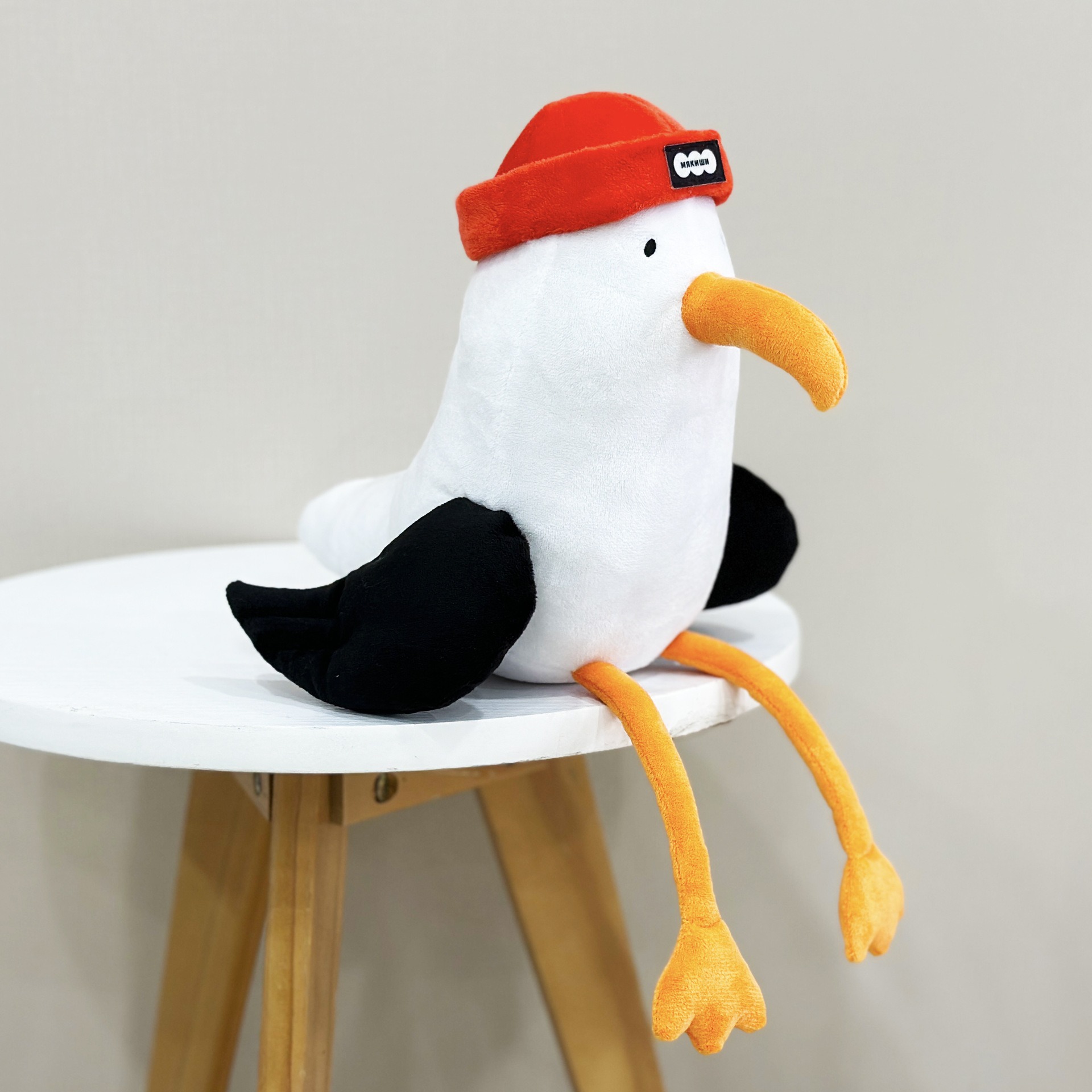 Peluche mouette mignonne de 38 cm, bonnet rouge vif, prix d'usine. 17