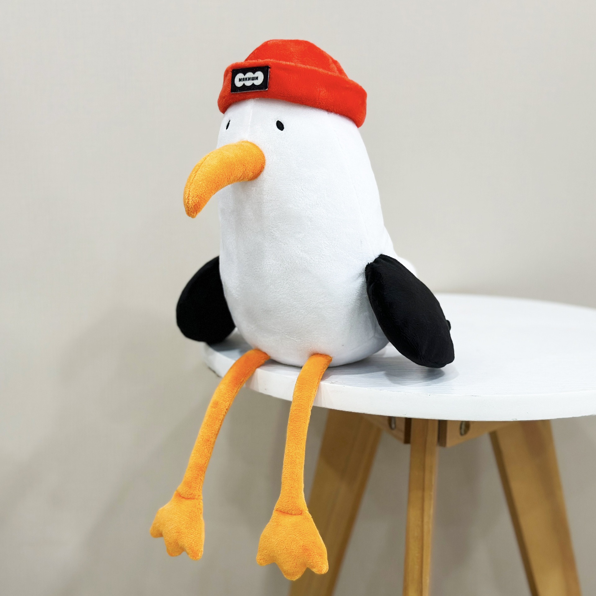 Peluche mouette mignonne de 38 cm, bonnet rouge vif, prix d'usine. 20