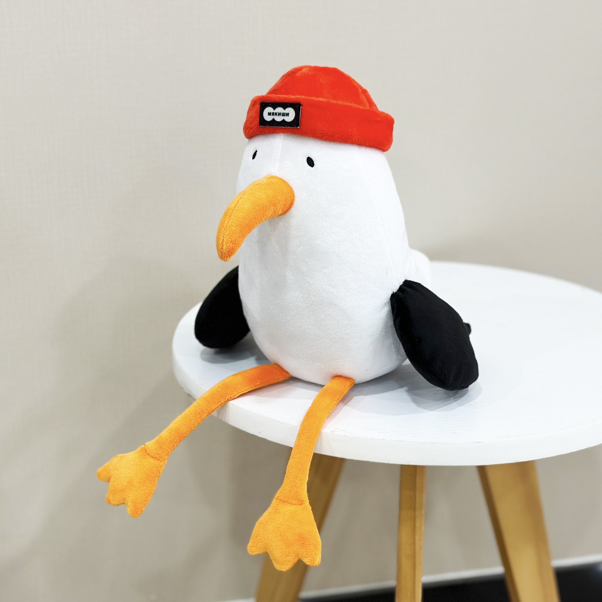 Peluche mouette mignonne de 38 cm, bonnet rouge vif, prix d'usine. 18