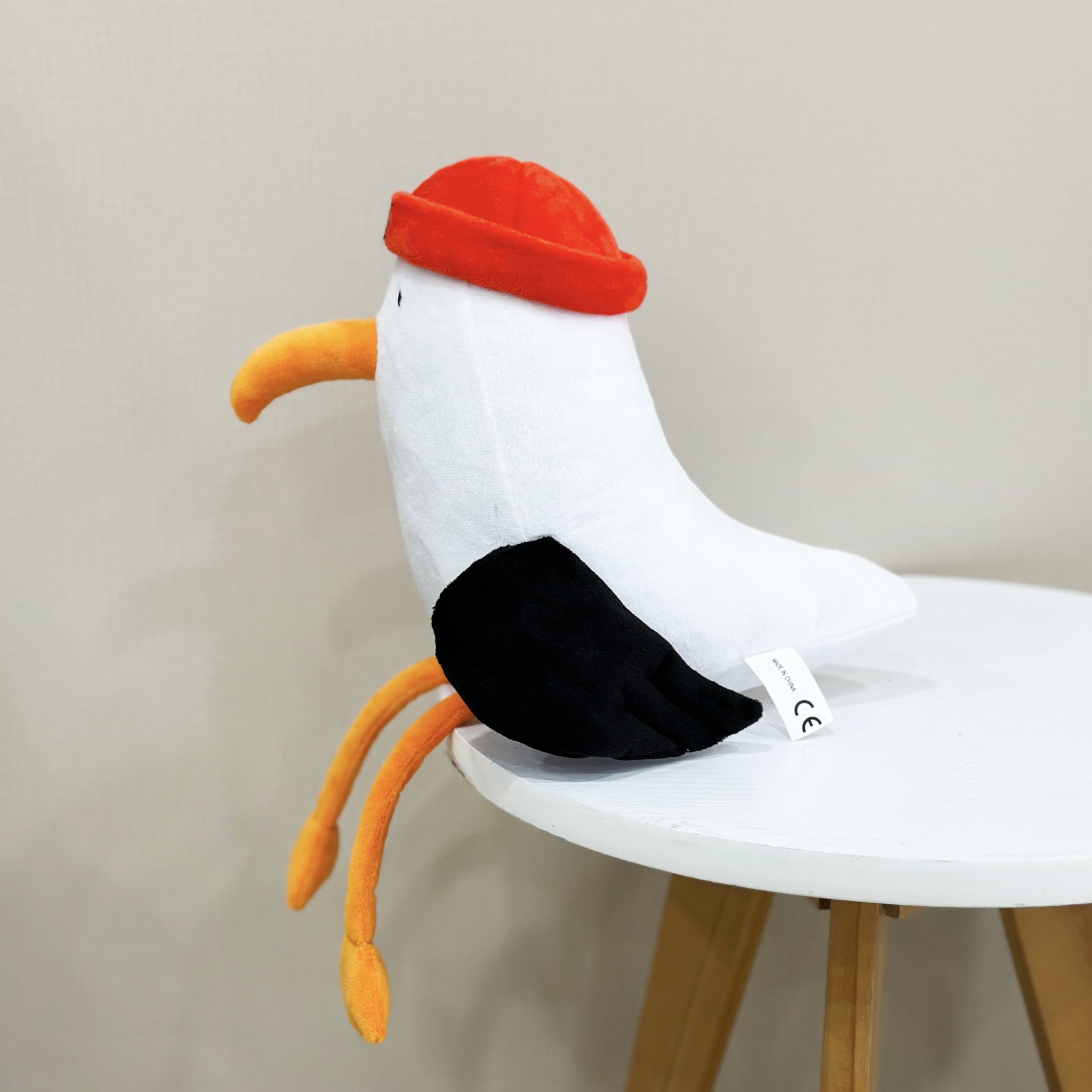 Peluche mouette mignonne de 38 cm, bonnet rouge vif, prix d'usine. 16