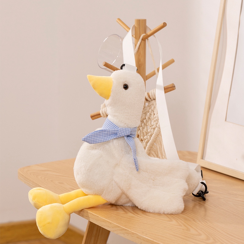 Yellow duck diagonal cross bag plush toy with creative design, soft, comfortable and cute shape, children's gift 11