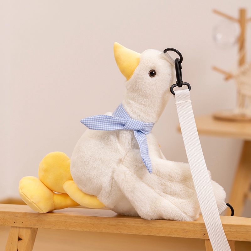 Yellow duck diagonal cross bag plush toy with creative design, soft, comfortable and cute shape, children's gift 13