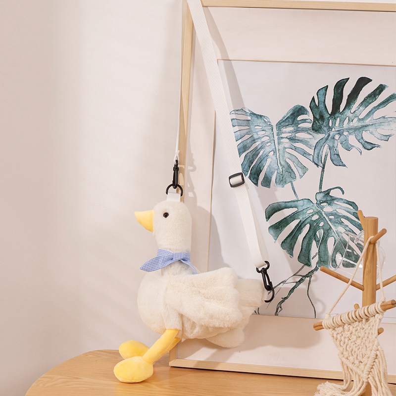 Yellow duck diagonal cross bag plush toy with creative design, soft, comfortable and cute shape, children's gift 16
