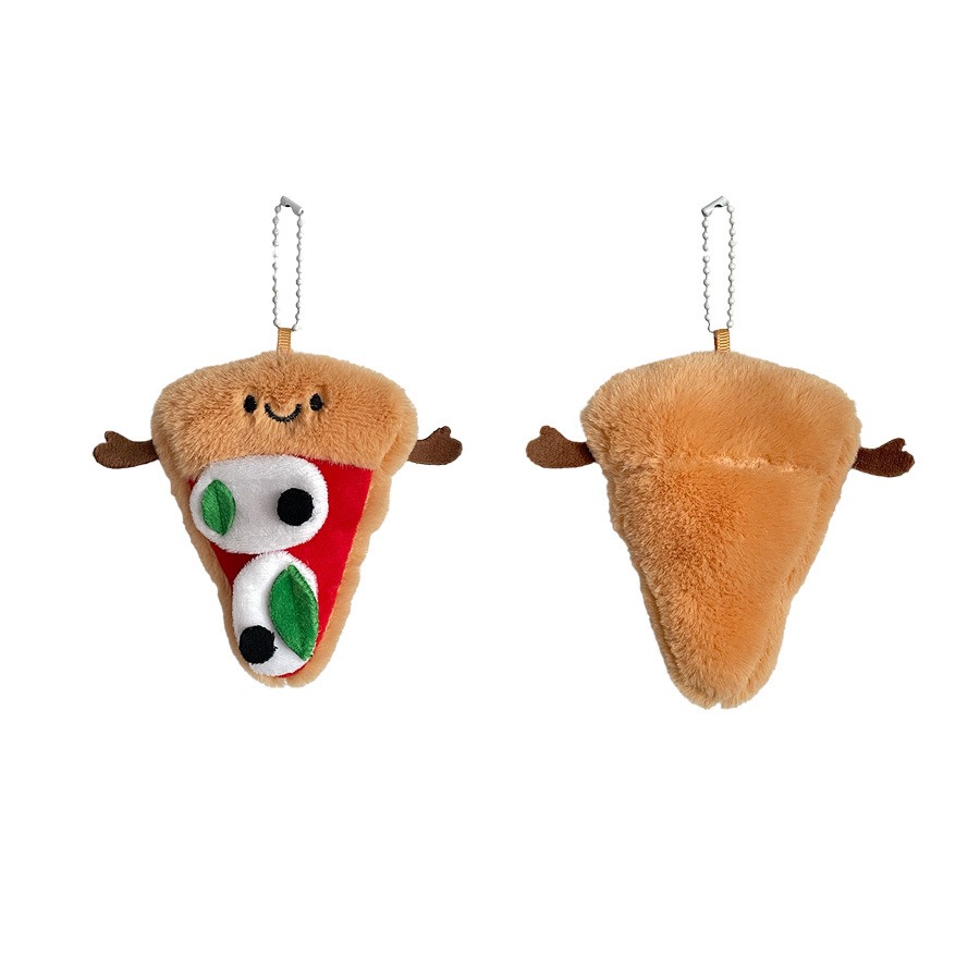 Cute Pizza Pie Plush Toy Pendant Mini Triangle Pizza Plush Doll Keychain Soft Stuffed Toys SchoolBag Pendant Keychain 17