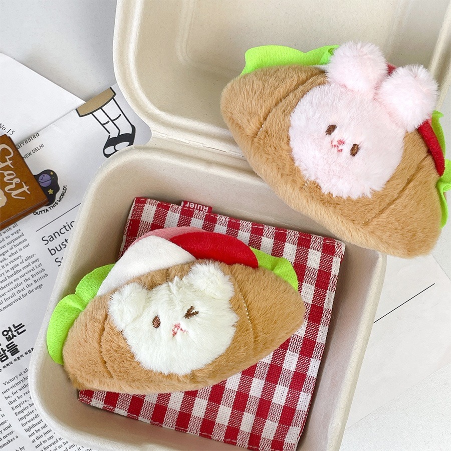 Porte-clés en peluche croissant français mignon en gros, pendentif machine à pince, poupée alimentaire, sac à dos, porte-clés croissant 15