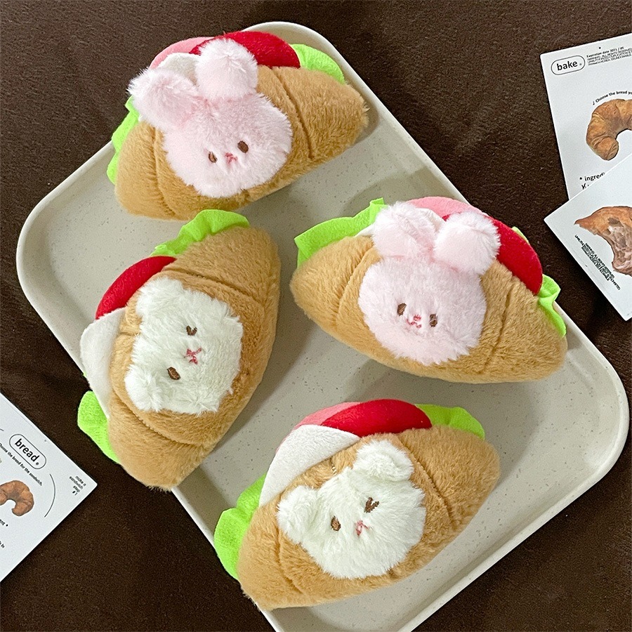 Porte-clés en peluche croissant français mignon en gros, pendentif machine à pince, poupée alimentaire, sac à dos, porte-clés croissant 11