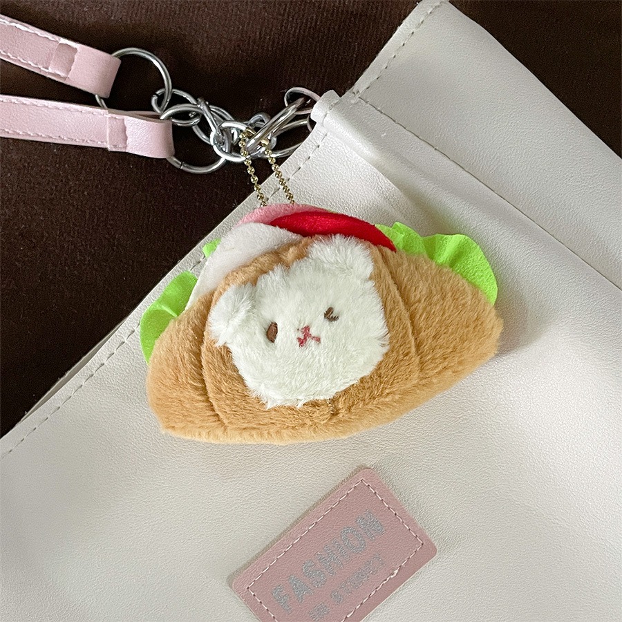 Porte-clés en peluche croissant français mignon en gros, pendentif machine à pince, poupée alimentaire, sac à dos, porte-clés croissant 16